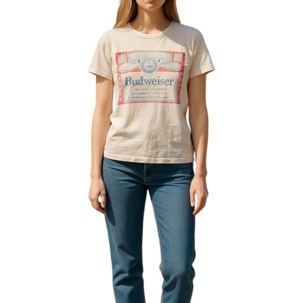BUDWEISER Unisex White Graphic‎ T-Shirt Size S